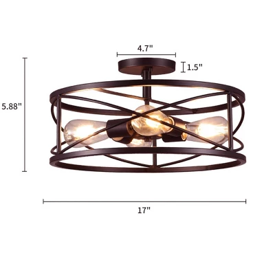 Defong 4-Light 17-Inch Semi Flush Mount Light For Bedroom, Living Room, Kitchen 2 Defong 4-Light 17-Inch Semi Flush Mount Light For Bedroom, Living Room, Kitchen - Image 2