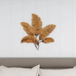 Metal Leaf Clutter Palm Wall Decor With Distressed Textured Brown - Olivia & May -Safavieh Outlet Store GUEST e4530cad 9011 4a83 81ca 2ee4943eb6a6