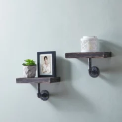 11.7" X 7.6" 2pc Industrial Pipe Wall Shelf Set - Danya B.