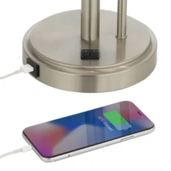 Possini Euro Design Traverse Modern Table Lamps Set Of 2 29 1/2" Tall Brushed Nickel With USB Charging Port LED Gooseneck White Drum Shade For Desk -Safavieh Outlet Store GUEST e5e98734 7ed3 4d2c 89e5 e165f0c556bf