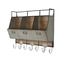 Wall Shelf Tin With 3 Hooks - Gray -Safavieh Outlet Store GUEST e617ebdc 1100 4289 b843 9685ecd0769b