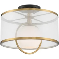 Possini Euro Design Carlyn Modern Art Deco Ceiling Light Semi Flush Mount Fixture 14" Wide Warm Brass Black Orb Organza Drum Shade For Bedroom Kitchen 11 Possini Euro Design Carlyn Modern Art Deco Ceiling Light Semi Flush Mount Fixture 14" Wide Warm Brass Black Orb Organza Drum Shade For Bedroom Kitchen -Safavieh Outlet Store GUEST e6269b9b 9176 4435 9395 c5ba601a29d1