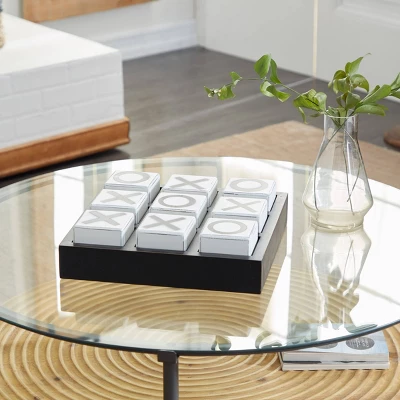 14" Contemporary Wooden Tic Tac Toe Sculpture Black - Olivia & May 1 14" Contemporary Wooden Tic Tac Toe Sculpture Black - Olivia & May