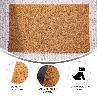 Flash Furniture Harbold 18" X 30" Indoor/Outdoor Solid Natural Coir Doormat With Non-Slip Backing 4 Flash Furniture Harbold 18" X 30" Indoor/Outdoor Solid Natural Coir Doormat With Non-Slip Backing - Image 4