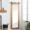 Wood Wall Mirror With Metal Hanging Rod Brown - Olivia & May