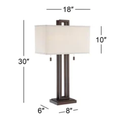 Possini Euro Design Gossard Modern Industrial Table Lamp 30" Tall Bronze With USB Charging Port White Rectangular Shade For Bedroom Living Room Office -Safavieh Outlet Store GUEST eb87346d 0b87 415b b685 77e43ce881ff