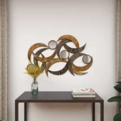 Metal Abstract Wall Decor With Round Mirror Accents Beige - Olivia & May 15 Metal Abstract Wall Decor With Round Mirror Accents Beige - Olivia & May -Safavieh Outlet Store GUEST ec7bdcb9 1c99 4e3e 8e7f db5de7c9d936