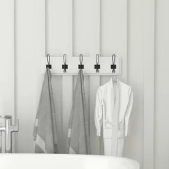 Flash Furniture Daly Wall Mounted 24 Inch Solid White Solid Pine Wood Storage Rack With 5 Hooks For Entryway, Kitchen, Bathroom 13 Flash Furniture Daly Wall Mounted 24 Inch Solid White Solid Pine Wood Storage Rack With 5 Hooks For Entryway, Kitchen, Bathroom -Safavieh Outlet Store GUEST ecd094fe 3fa1 4898 9f07 d0dad466dd6e