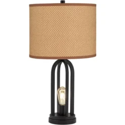 360 Lighting Marcel Industrial Table Lamps 24 1/4" High Set Of 2 Black Metal With USB Port LED Nightlight Peanut Shade For Bedroom Living Room Desk -Safavieh Outlet Store GUEST efab8c84 67d6 4576 b684 c2dd32e1294a