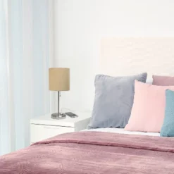 19.5" Bedside USB Port Feature Metal Table Desk Lamp Brushed Steel With Tan Fabric Shade - Creekwood Home -Safavieh Outlet Store GUEST f05834ce 5eac 442e 8484 da48eb1efe57