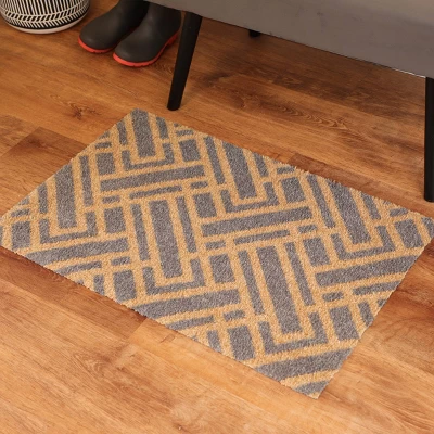 2'x3' ColorStar Deco Grid Door Mat Gray - Bungalow Flooring 1 2'x3' ColorStar Deco Grid Door Mat Gray - Bungalow Flooring