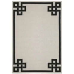 Trinity Corner Detail Border Patio Area Rug Beige/Black - Captiv8e Designs -Safavieh Outlet Store GUEST f2c4b46f 876b 49e6 bb1e aa86a1913fa4