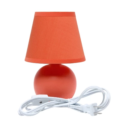 8.66" 2pk Petite Ceramic Orb Base Bedside Table Lamps With Matching Tapered Drum Shade Orange - Creekwood Home 1 8.66" 2pk Petite Ceramic Orb Base Bedside Table Lamps With Matching Tapered Drum Shade Orange - Creekwood Home