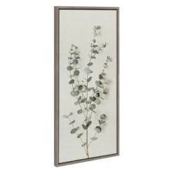 18" X 40" Sylvie Eucalyptus Botanical I By The Creative Bunch Studio Framed Wall Canvas Gray - Kate & Laurel All Things Decor