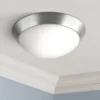 360 Lighting Modern Ceiling Light Flush Mount Fixture 13" Wide Brushed Nickel 2-Light Frosted Glass Dome Shade For Bedroom Kitchen Living Room Hallway