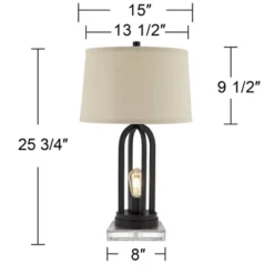 360 Lighting Marcel Modern Table Lamps Set Of 2 With Square Risers 24 1/4" High LED Nightlight USB Charging Port Black Natural Shade For Bedroom Desk -Safavieh Outlet Store GUEST f64cb0b4 7832 4cde a42b b727c9c03fdf