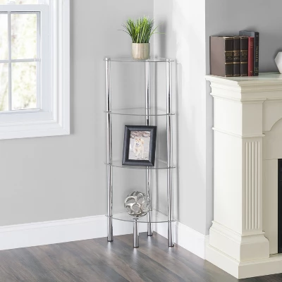 Home Basics 4 Tier Multi Use Arc Glass Corner Shelf, Clear 1 Home Basics 4 Tier Multi Use Arc Glass Corner Shelf, Clear