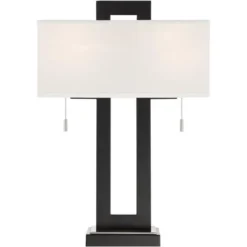 360 Lighting Neil Modern Table Lamp With White Marble Riser 26" High Two Tone USB Charging Port Rectangular Shade Bedroom For Bedroom Living Room Desk -Safavieh Outlet Store GUEST f9bba6c1 76e8 443d 8c57 7fd6c0901e32