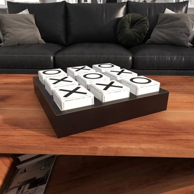 14" Contemporary Wooden Tic Tac Toe Sculpture Black - Olivia & May 20 14" Contemporary Wooden Tic Tac Toe Sculpture Black - Olivia & May - Image 20