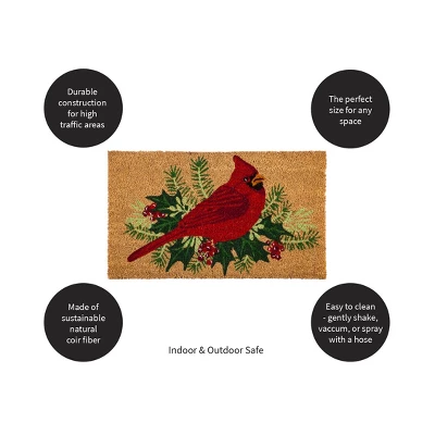 Evergreen Winter Cardinal Indoor Outdoor Natural Coir Doormat 1'4"x2'4" Brown 3 Evergreen Winter Cardinal Indoor Outdoor Natural Coir Doormat 1'4"x2'4" Brown - Image 3