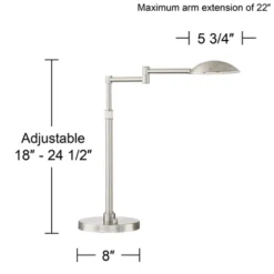 Possini Euro Design Eliptik Modern Desk Table Lamp 24 1/2" High Satin Nickel LED Swing Arm Adjustable Height For Bedroom Living Room Nightstand Office -Safavieh Outlet Store GUEST fad8e895 c80c 40f4 bd7f 127267e5e393