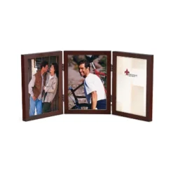 Lawrence Frames 4x6 Hinged Triple Walnut Wood Picture Frame - Gallery Collection 755646T