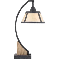 Franklin Iron Works Oak Rustic Farmhouse Desk Table Lamp 22" High Gray With USB And AC Power Outlet In Base Wash Mica Shade For Bedroom Living Room -Safavieh Outlet Store GUEST ff283c05 72b9 4d8a 87ae 857825b788b0